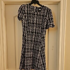 DKNY Monochrome Checkered Midi Dress